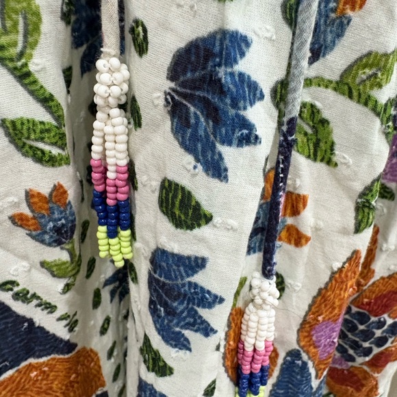 Farm Rio Summer Garden Embroidered Smocked Maxi Dress Floral Cotton XL - Picture 5 of 11